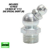 OEMTOOLS 25791 1/8 Inch 30° PTF Grease Fittings (10 Pack) Additional Image 1