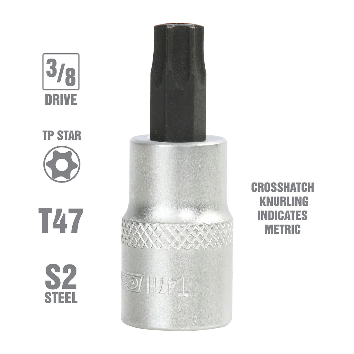 OEMTOOLS 22789 3/8 Inch Drive Tamper Proof Star Socket Bit (T47) Additional Image 1