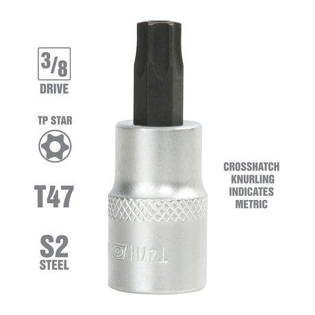 OEMTOOLS 22789 3/8 Inch Drive Tamper Proof Star Socket Bit (T47) Additional Image 1