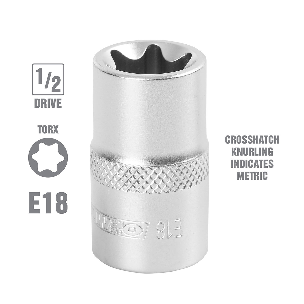 OEMTOOLS 22810 E18 1/2 Inch Drive External Star Socket Additional Image 1