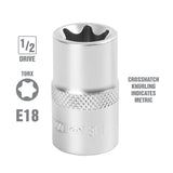 OEMTOOLS 22810 E18 1/2 Inch Drive External Star Socket Additional Image 1