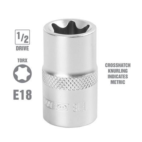 OEMTOOLS 22810 E18 1/2 Inch Drive External Star Socket Additional Image 1
