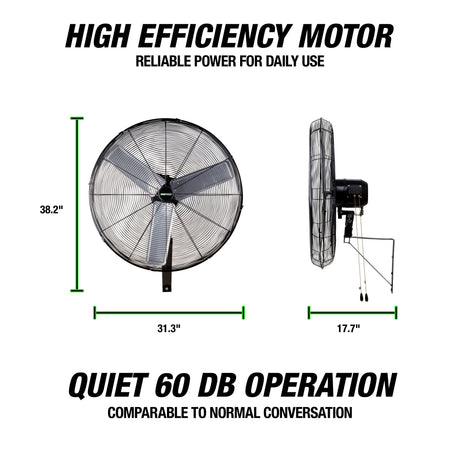 OEMTOOLS 34886 30 Inch Outdoor Oscillating Wall Mount Fan Additional Image 5
