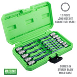 OEMTOOLS 23902 12 Piece SAE Magnetic Long Hex Bit Socket Set Additional Image 1