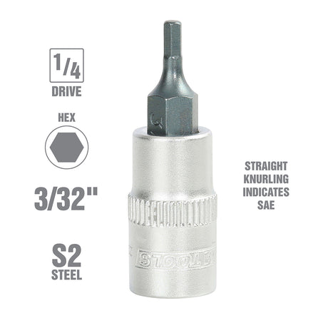 OEMTOOLS 22853 1/4 Inch Drive Hex Bit Socket (3/32 Inch) Additional Image 1