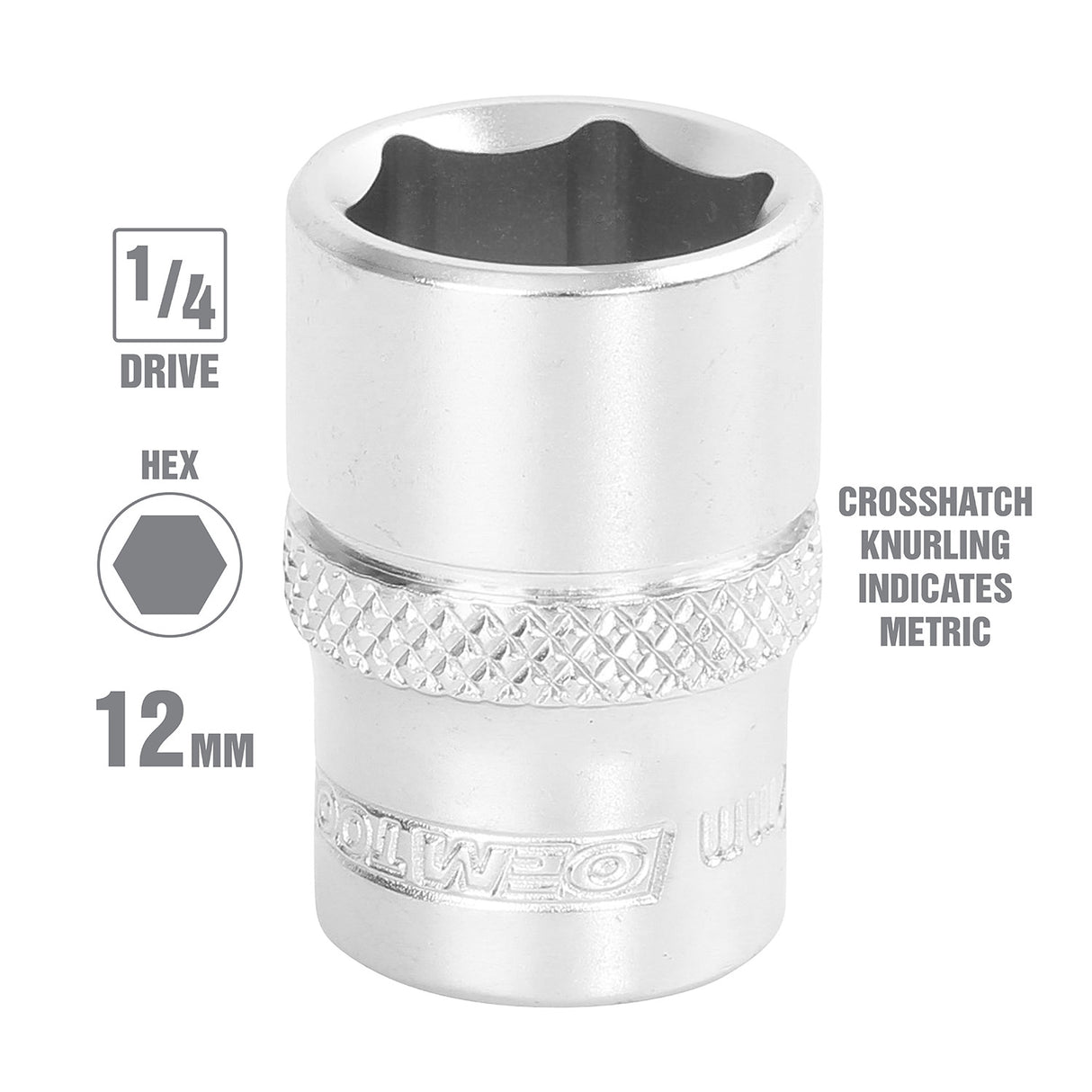 OEMTOOLS 22249 1/4 Inch Drive 6 Pt. Socket (12 mm) Additional Image 1