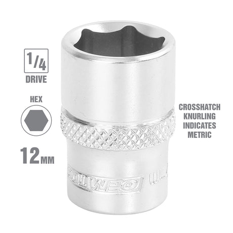 OEMTOOLS 22249 1/4 Inch Drive 6 Pt. Socket (12 mm) Additional Image 1