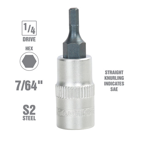 OEMTOOLS 22854 1/4 Inch Drive Hex Bit Socket (7/64 Inch) Additional Image 1