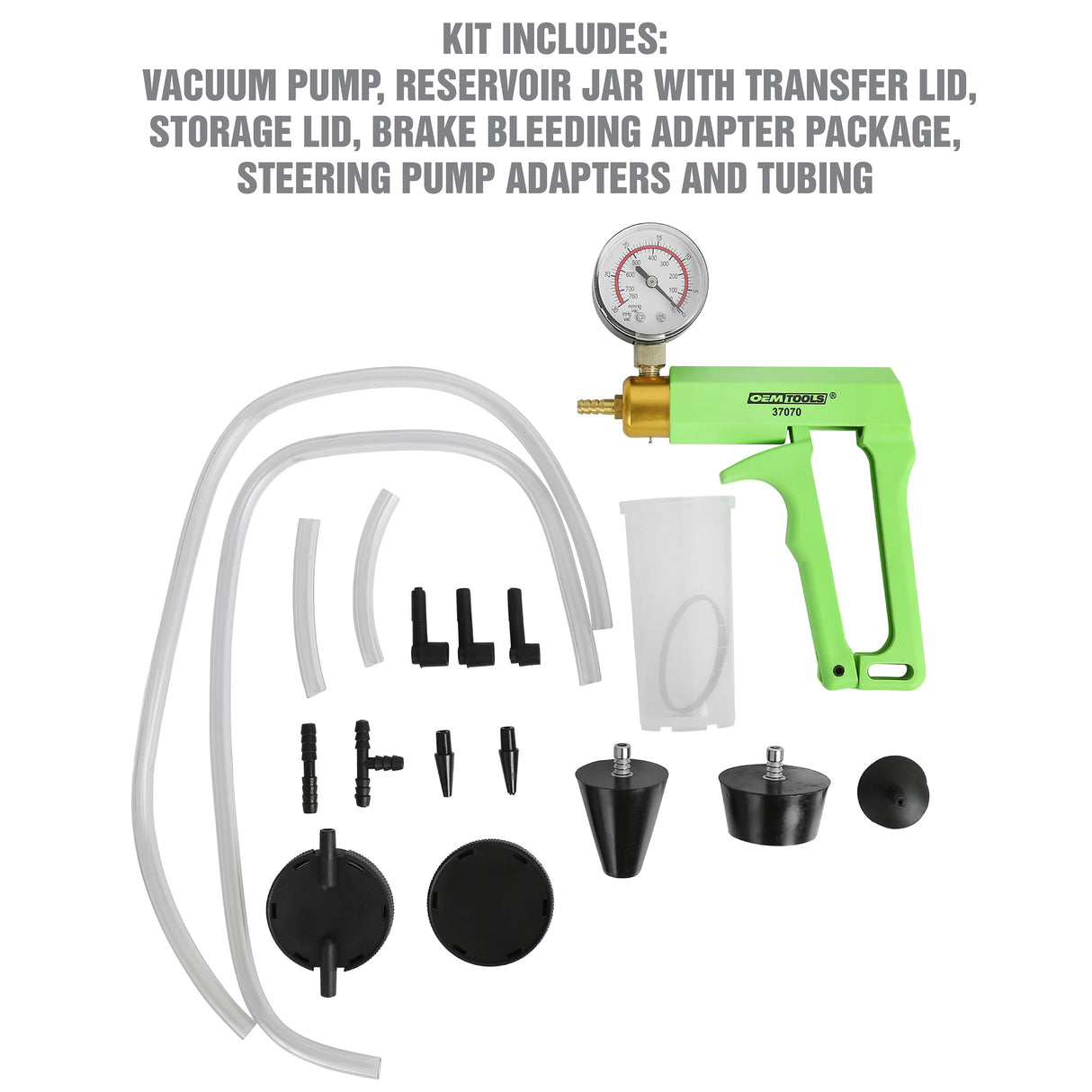 OEMTOOLS 37070 Vacuum Pump Tester, Power Steering and Brake Bleeder Kit Additional Image 4