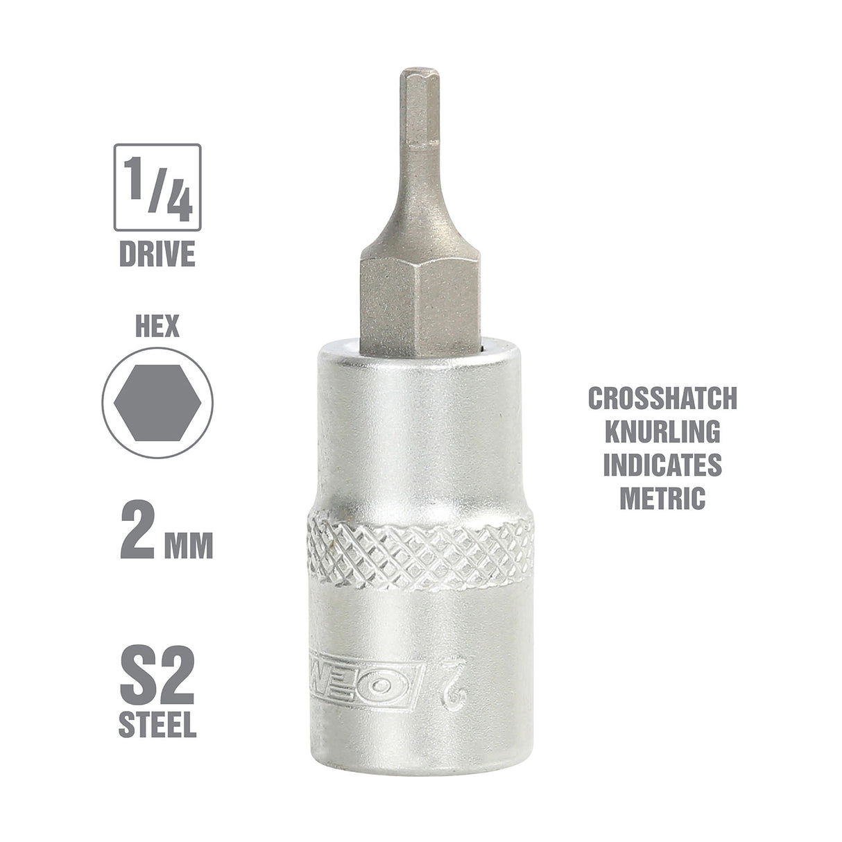 OEMTOOLS 22820 1/4 Inch Drive Hex Bit Socket (2 mm) Additional Image 1