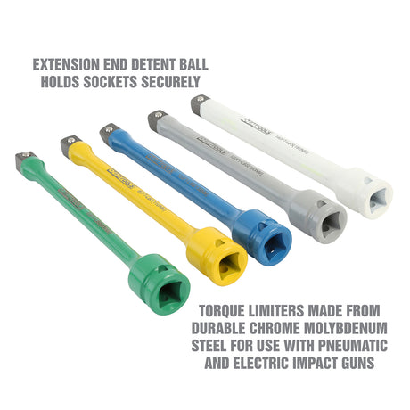 OEMTOOLS 24220 5 Piece 1/2in. Drive Torque Limiting Extension Set Additional Image 4