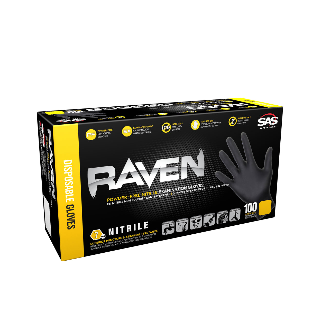 SAS 66518 Raven Powder Free Nitrile Disposable Glove  10 Boxes of 100 each - Large Additional Image 2