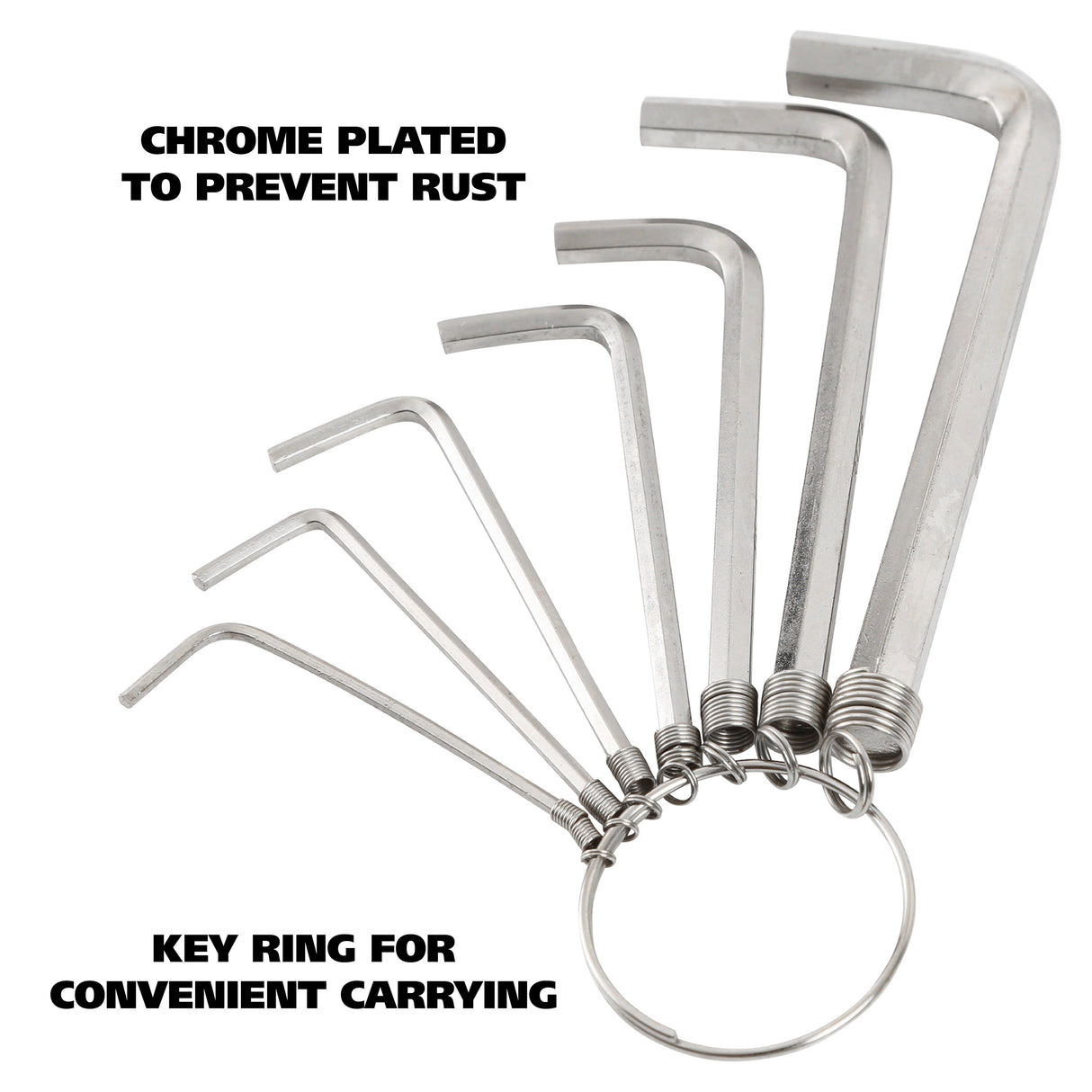 GreatNeck HKR7C Hex Key Wrench Set (7 Piece SAE) on Key Ring Additional Image 4
