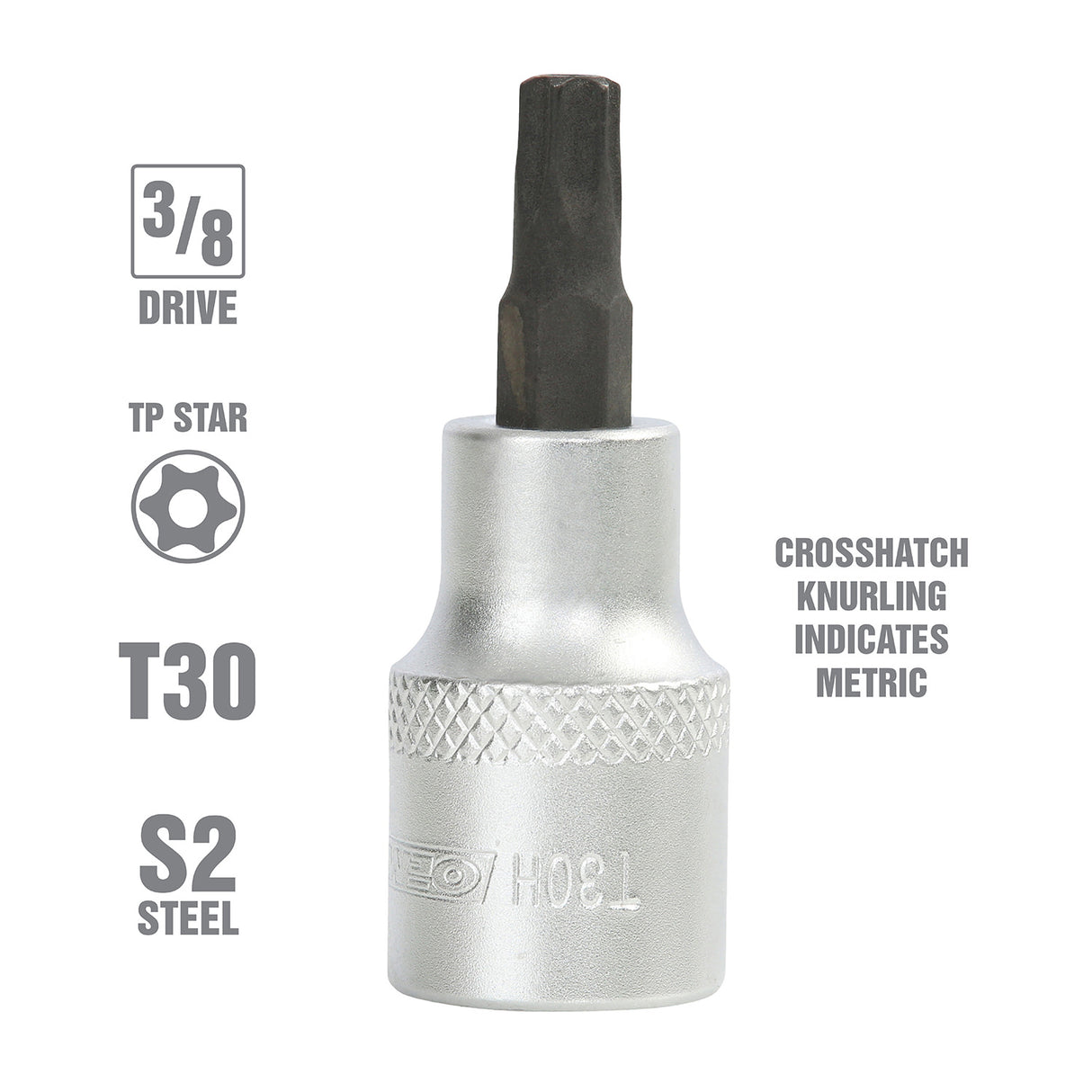 OEMTOOLS 22786 3/8 Inch Drive Tamper Proof Star Socket Bit (T30) Additional Image 1