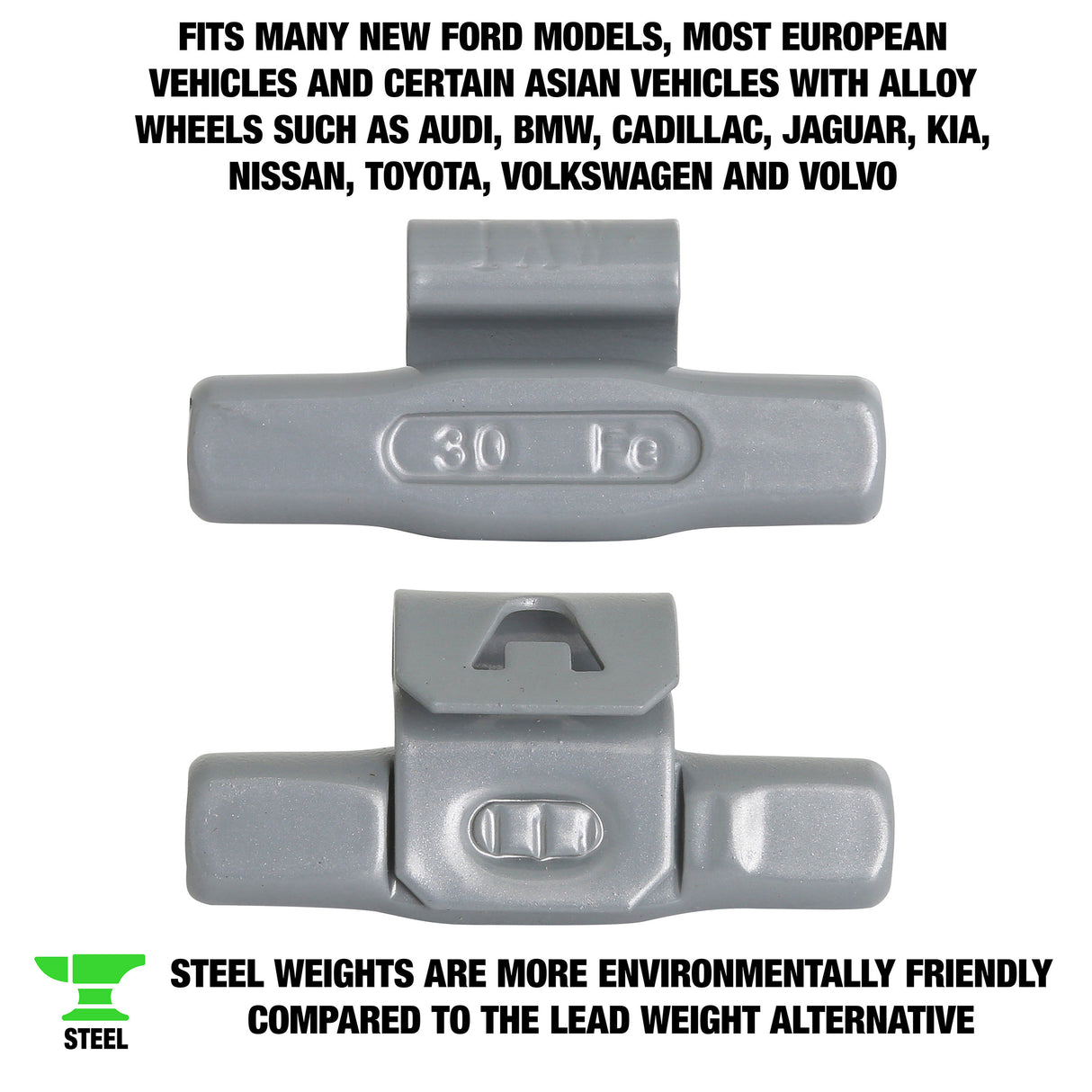 OEMTOOLS 23277 30 gm. IW Style Steel Wheel Weight - 1 Box of 25 Additional Image 1