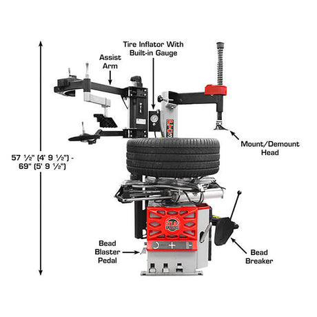 Atlas Equipment Platinum PTC300 Rim-Clamp Tire Changer with Assist Arm Additional Image 1