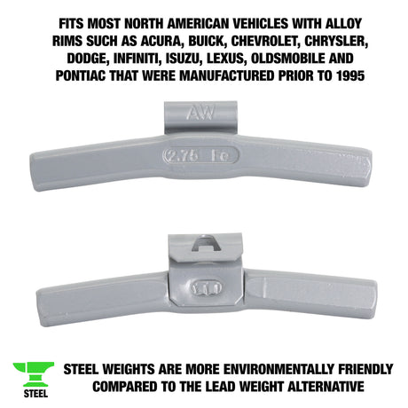 OEMTOOLS 23289 2.75 Oz. AL Style Steel Wheel Weigh t - 1 Box of 25 Additional Image 1