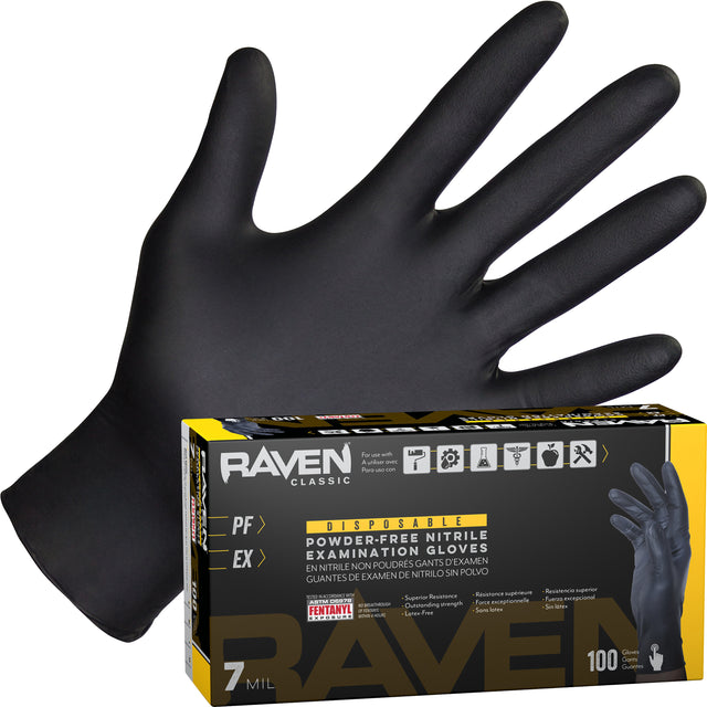 SAS 66519 Raven Powder-Free Nitrile Disposable Glove  10 Boxes of 100 each - X-Large Main Image
