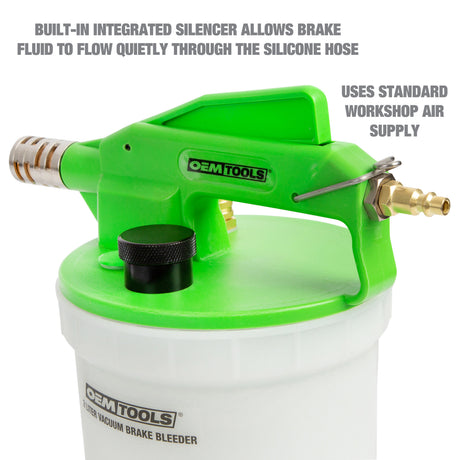 OEMTOOLS 22506 2 L Vacuum Brake Bleeder Kit w/2 L Brake Fluid Extractor and 1 L Automatic Refilling Bottle Additional Image 4
