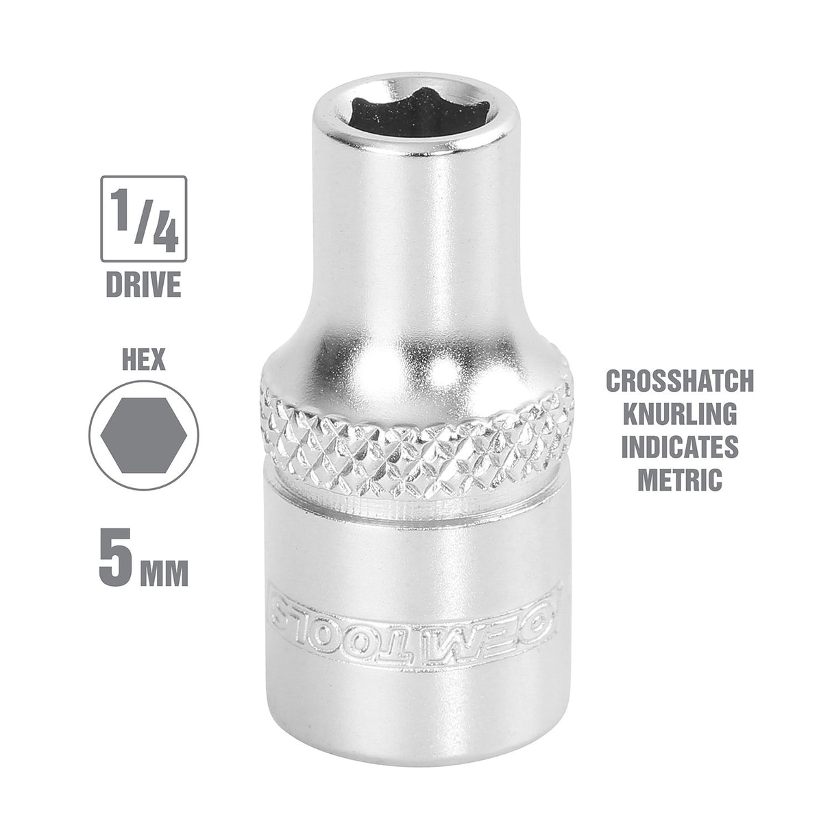 OEMTOOLS 22241 1/4 Inch Drive 6 Pt. Socket (5 mm) Additional Image 1