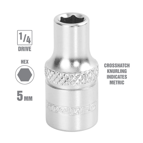 OEMTOOLS 22241 1/4 Inch Drive 6 Pt. Socket (5 mm) Additional Image 1