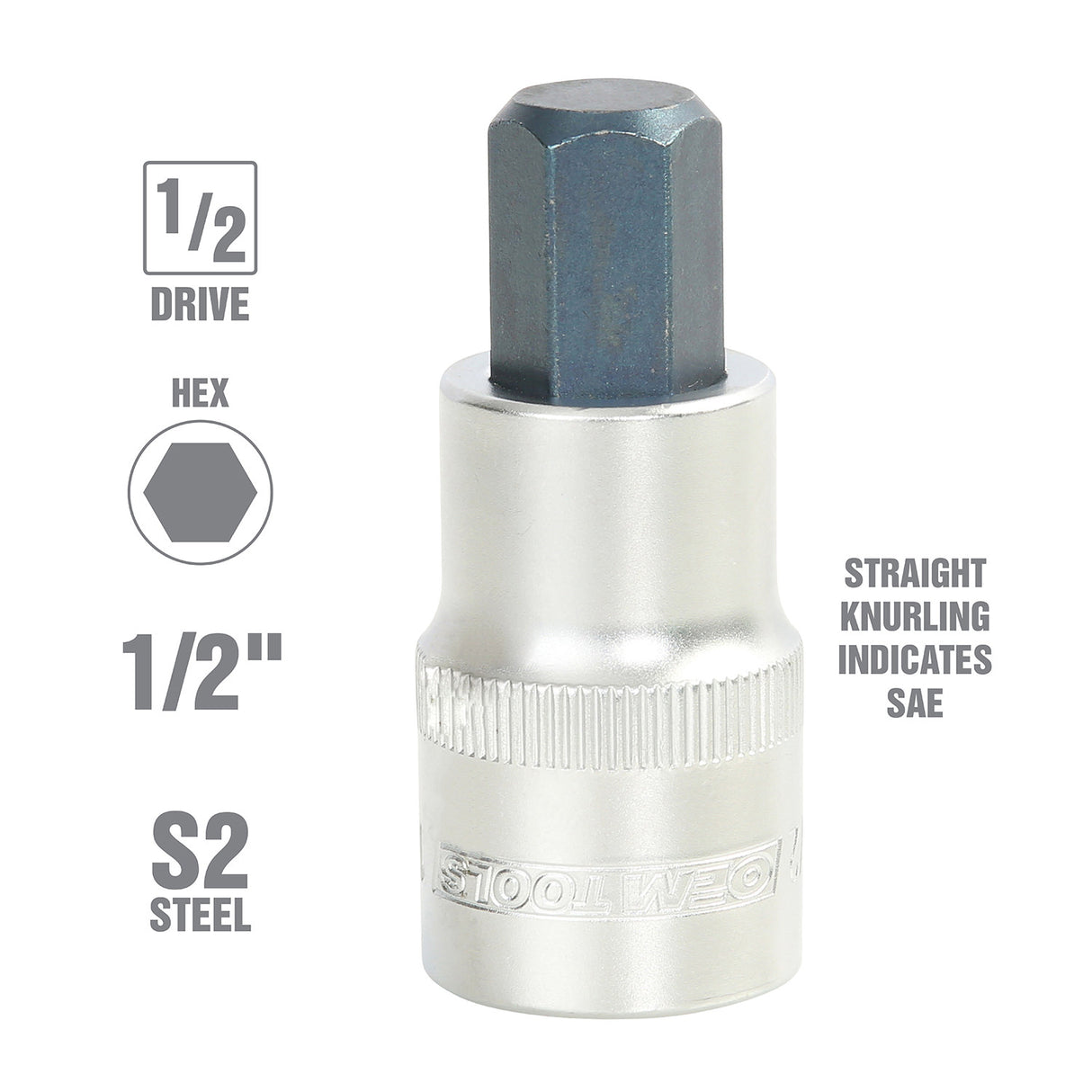OEMTOOLS 22871 1/2 Inch Drive Hex Bit Socket (1/2 Inch) Additional Image 1