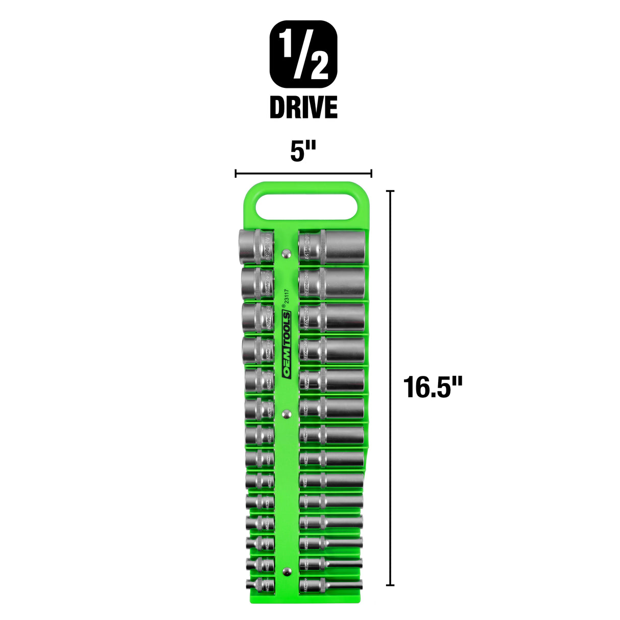 OEMTOOLS 23118 Portable Magnetic Socket Organizer 1/2in. Drive - Green Additional Image 1