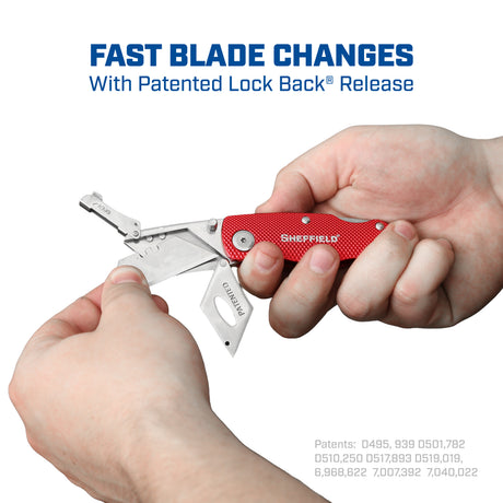 Sheffield 12614 Folding Lock Back® Utility Knife - Red Additional Image 1