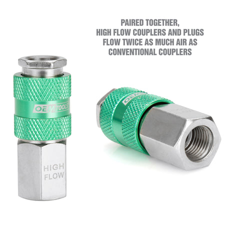 OEMTOOLS 26134 High Flow 14 Piece Coupler & Plug Kit, 1/4in. Body, 1/4in. NPT Additional Image 2