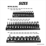 OEMTOOLS 22488 6 Pack Set Metric and SAE Magnetic Socket Tray Set - Black and Green Additional Image 3