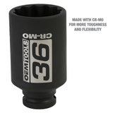OEMTOOLS 24716 1/2 Inch Drive 12 Pt. Axle Nut Socket (36 mm) Additional Image 2