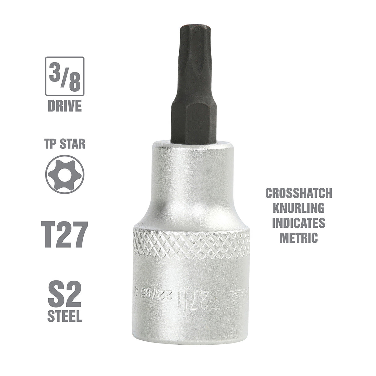 OEMTOOLS 22785 3/8 Inch Drive Tamper Proof Star Socket Bit (T27) Additional Image 1
