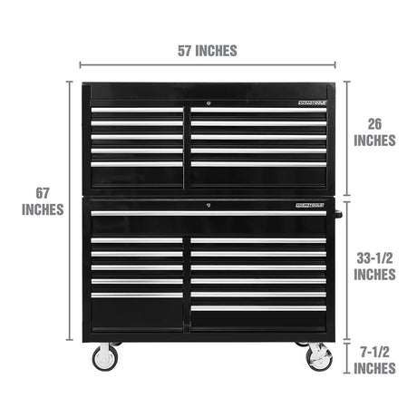 OEMTOOLS 24738 Professional Series 57 Inch Chest and Cabinet Set - Black Additional Image 1