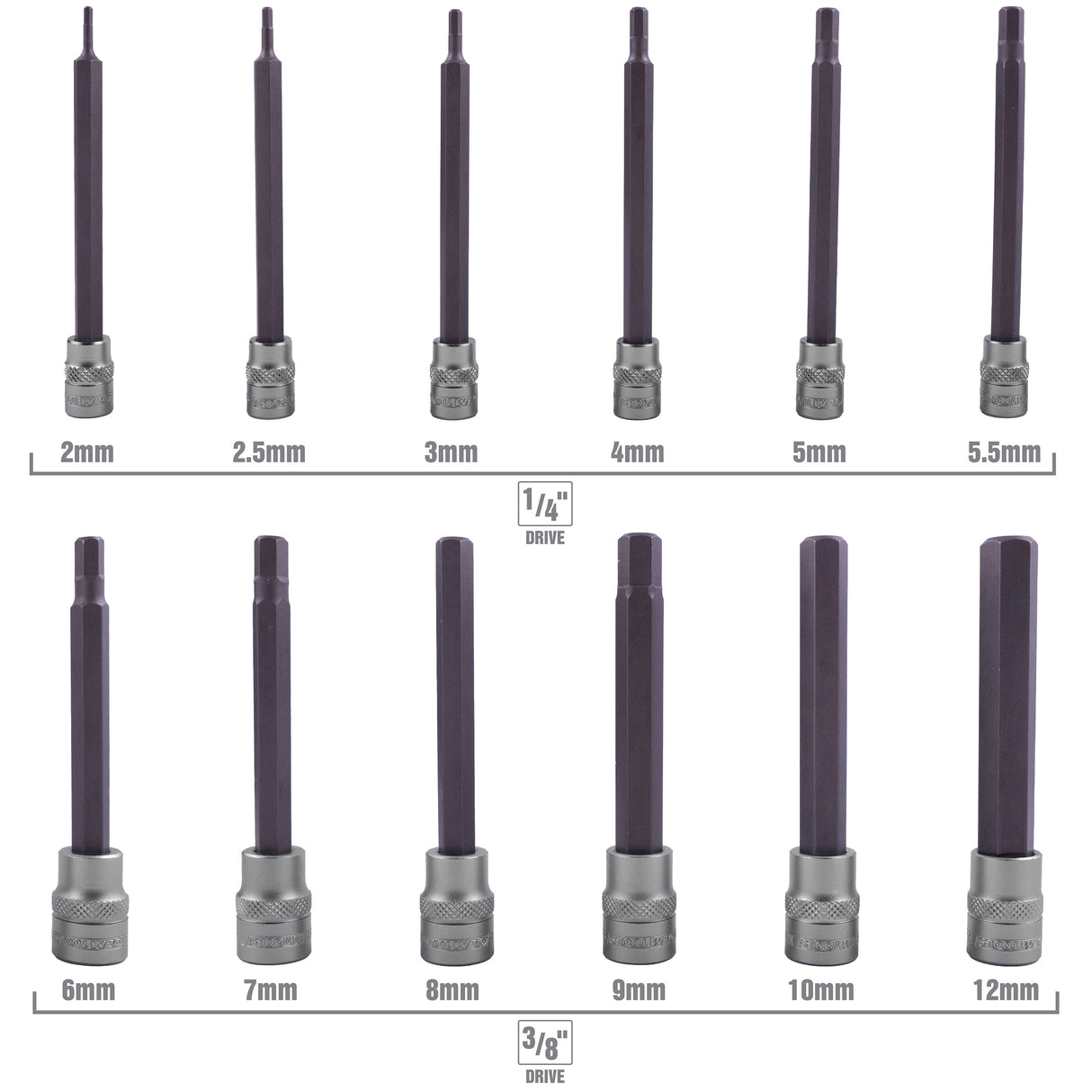 OEMTOOLS 23903 12 Piece Metric Magnetic Long Hex Bit Socket Set Additional Image 3