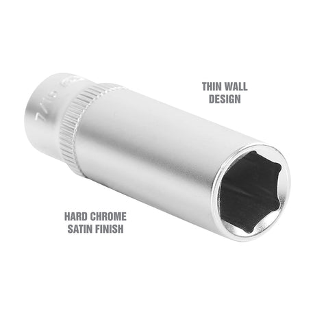 OEMTOOLS 22263 1/4 Inch Drive 6 Pt. Deep Socket (7/16 Inch) Additional Image 2