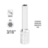 OEMTOOLS 22256 1/4 Inch Drive 6 Pt. Deep Socket (3/16 Inch) Additional Image 1
