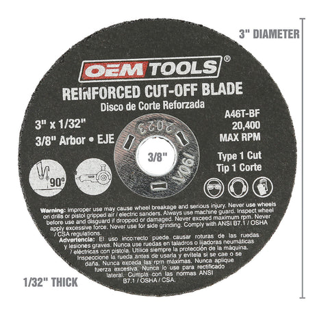 OEMTOOLS 26524 5 Piece Cut Off Wheel Set with Mandrel Additional Image 3