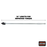 GreatNeck 38005 1/2in. Drive 24-Inch Breaker Bar with Flex Head Additional Image 1