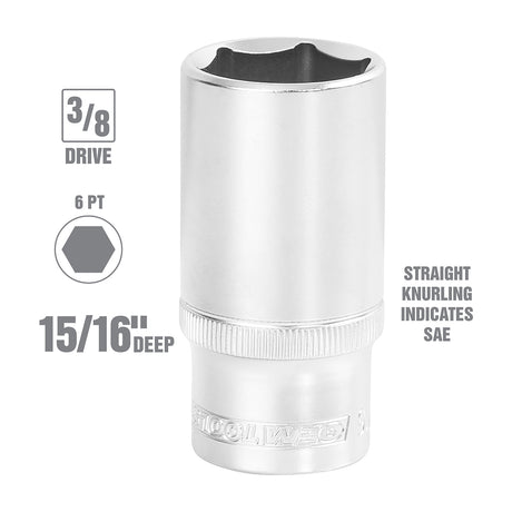 OEMTOOLS 22352  3/8 Inch Drive Deep Socket (15/16 Inch) Additional Image 1