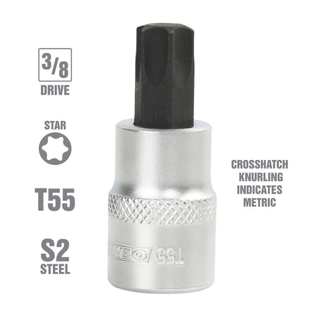 OEMTOOLS 22771 3/8 Inch Drive Star Socket Bit (T55) Additional Image 1