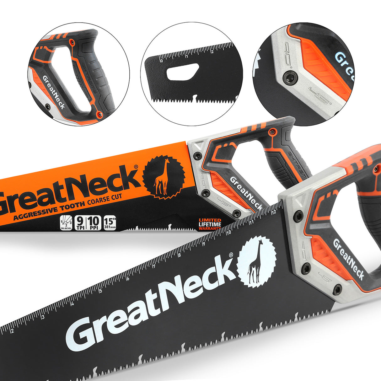 GreatNeck 74003 15 Inch Aggressive Tooth Handsaw w/ Aluminum Frame Composite Handle Additional Image 7