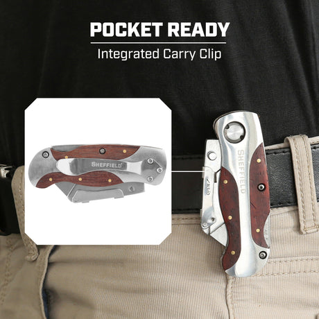 Sheffield 12818 Premium Folding Lock Back® Utility Knife with Sheath Additional Image 5