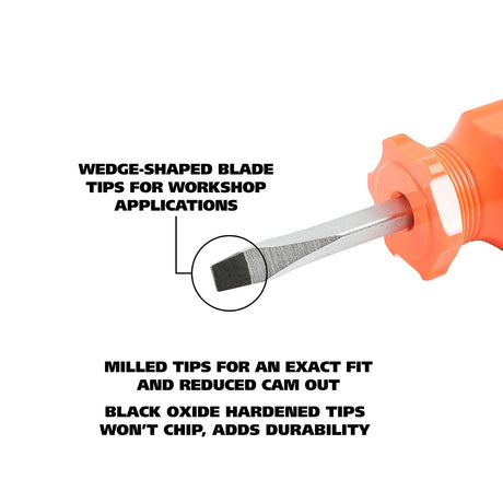 GreatNeck 73020 1/4 x 1.5 Inch Slotted Square Shank Stubby Screwdriver Additional Image 2