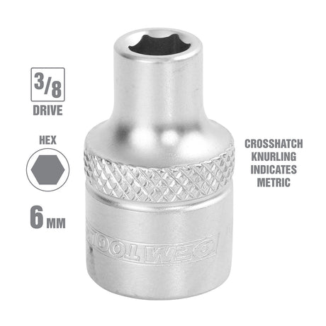 OEMTOOLS 22280 3/8 Inch Drive 6 Pt. Socket (6 mm) Additional Image 1