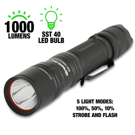 1000 Lumens LED Rechargeable 5-Light Mode Professional Flashlight Additional Image 1