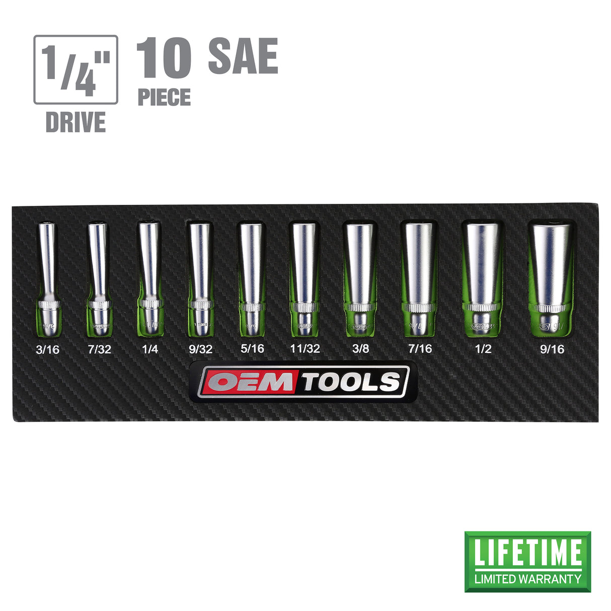 OEMTOOLS 23985 10 Piece 1/4in. Drive Deep Socket Set (SAE) Additional Image 2