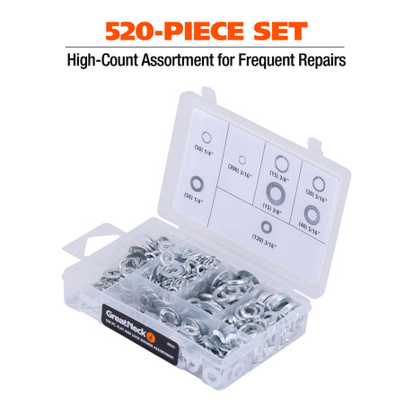 GreatNeck 68221 520-Piece Flat and Lock Washer Assortment Additional Image 2