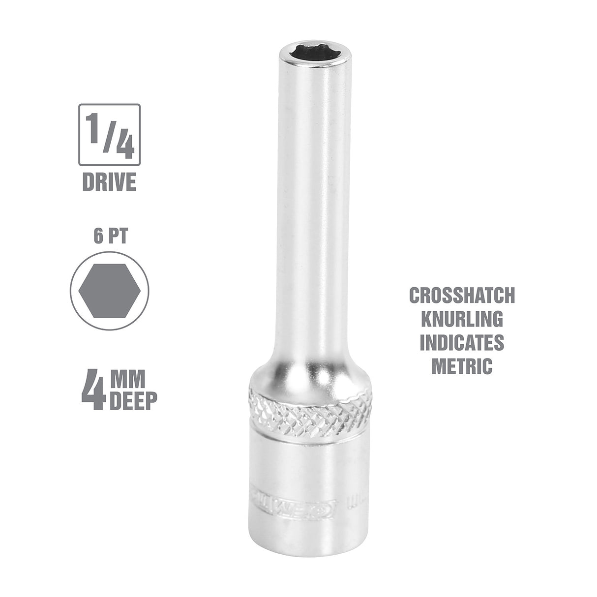 OEMTOOLS 22266 1/4 Inch Drive 6 Pt. Deep Socket (4 mm) Additional Image 1