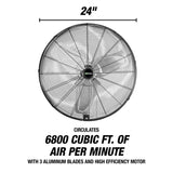OEMTOOLS OEM24893 24 Inch Outdoor Oscillating Wall Mount Fan Additional Image 1