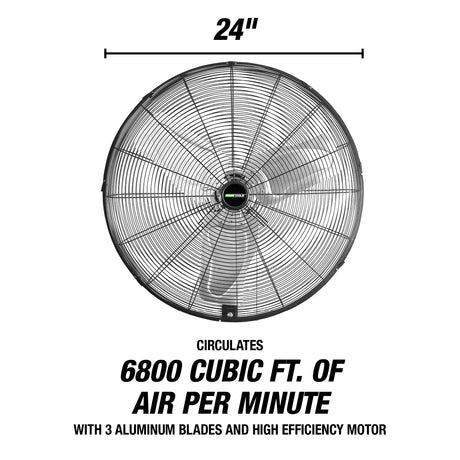 OEMTOOLS OEM24893 24 Inch Outdoor Oscillating Wall Mount Fan Additional Image 1